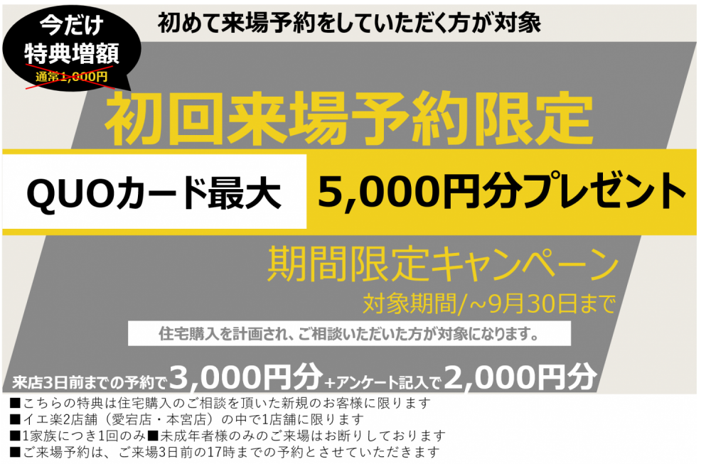 事前予約　5000円分QUOカードプレゼント